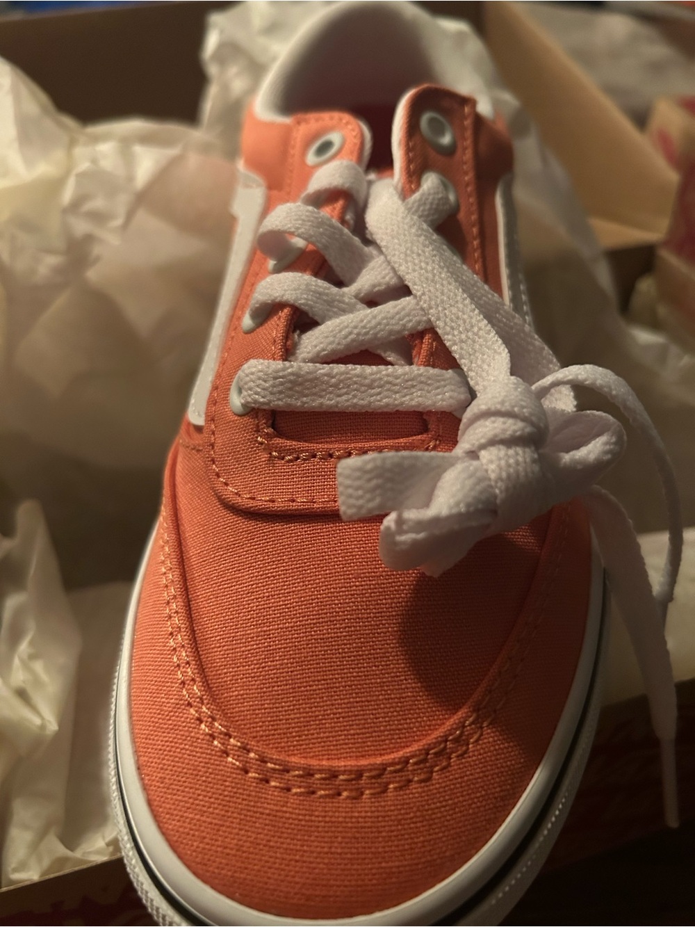 Vans Kids Coral Canvas Sneaker with White Laces